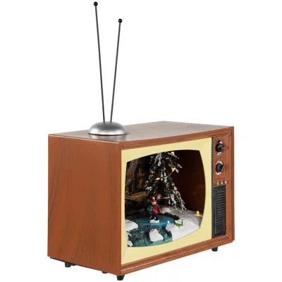 LED Animated Musical TV with Ice Skating Scene Christmas Display | Wayfair North America