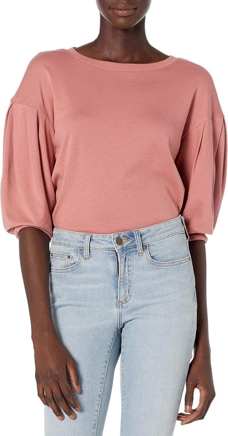 Daily Ritual Women's Pima Cotton and Modal Interlock Balloon-Sleeve Top | Amazon (US)