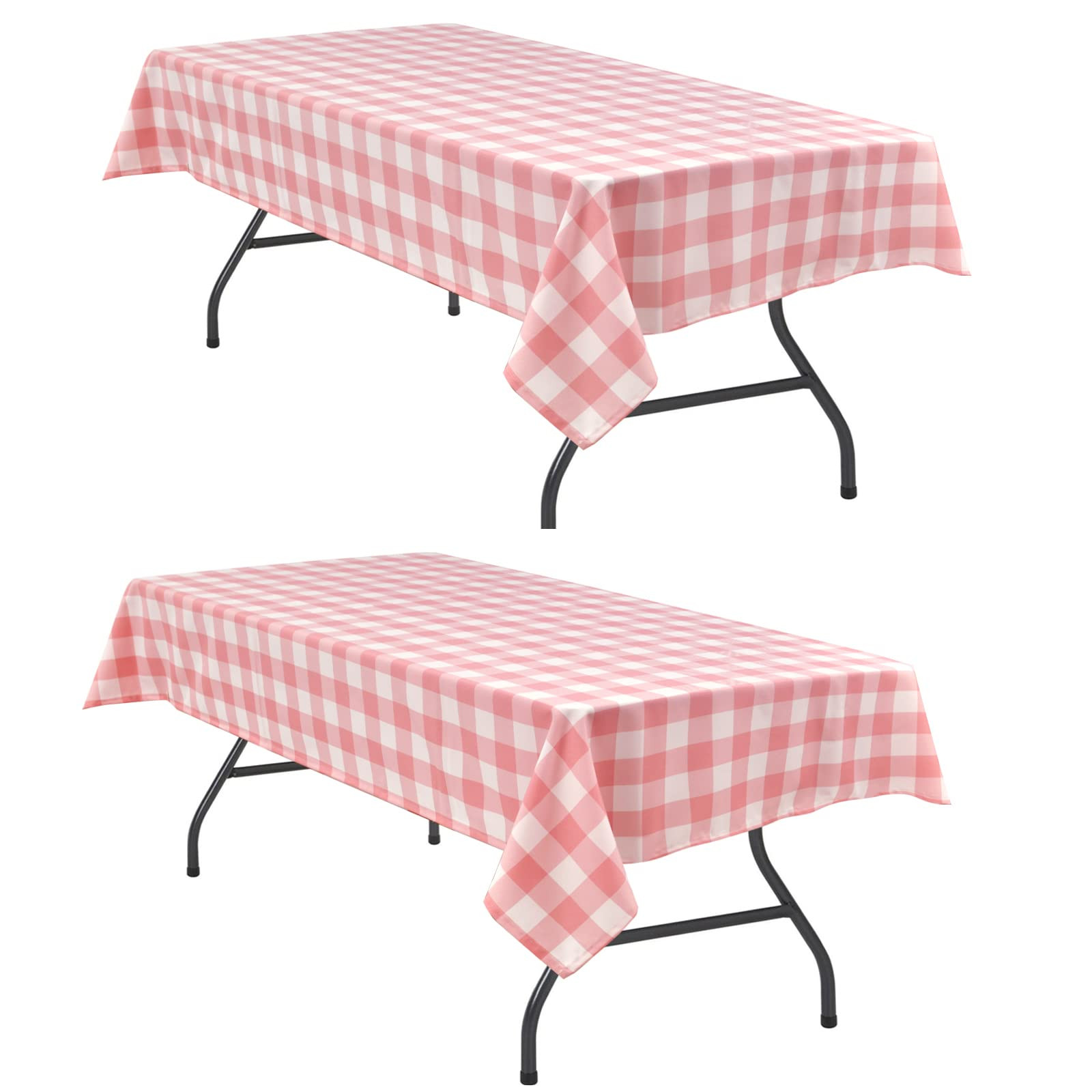 Hiasan Plaid Outdoor Picnic Tablecloth Waterproof, 2 Pack, 60 x 84 inch - Checkered Table Cloths Rectangle for Valentine's Day/Kitchen/Spring Party/Wedding, Peach Pink and White | Amazon (US)