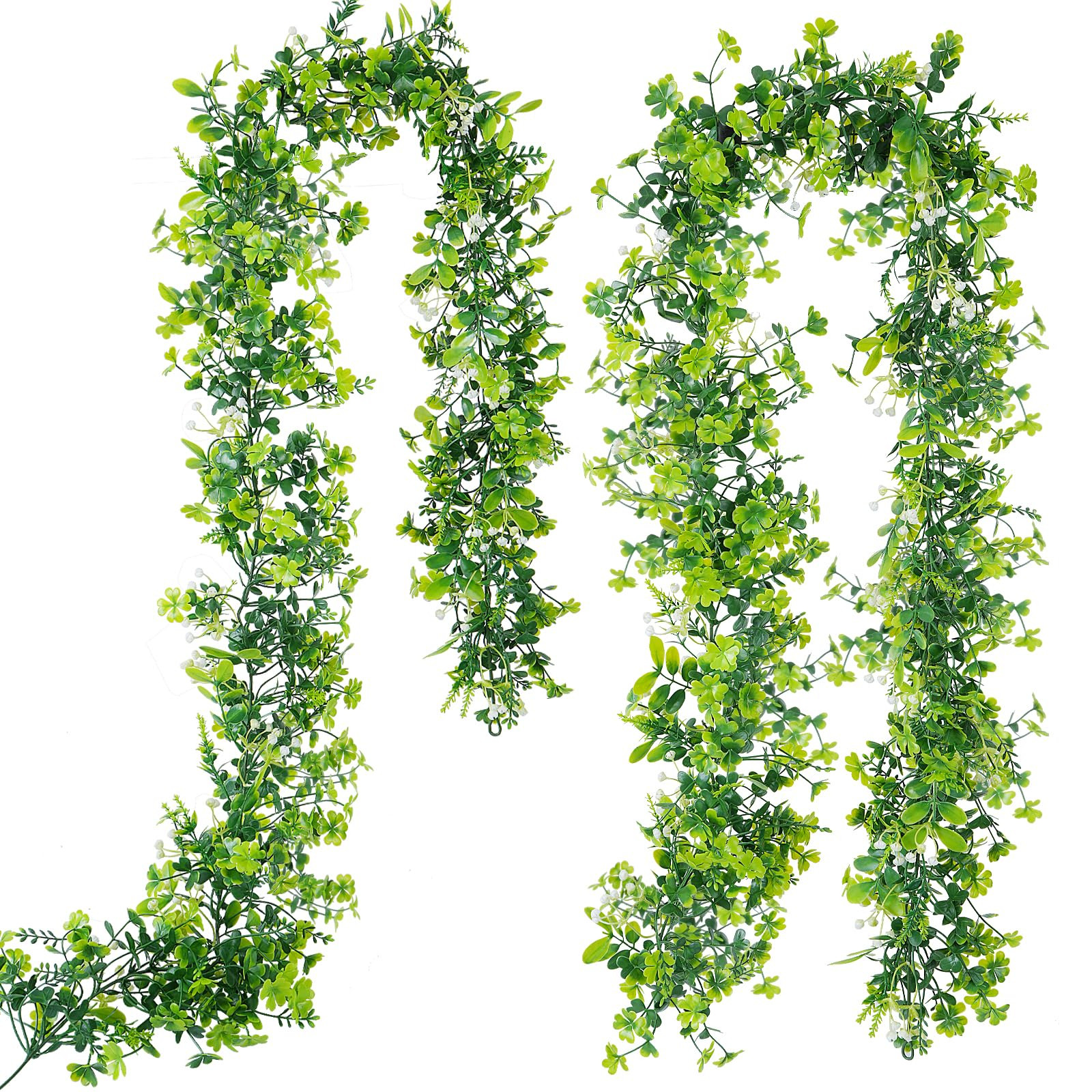 GTIDEA 2 Strands 69" St Patrick's Day Faux Greenery Four Leaf Clover Garland Artificial Ivy Vines... | Amazon (US)