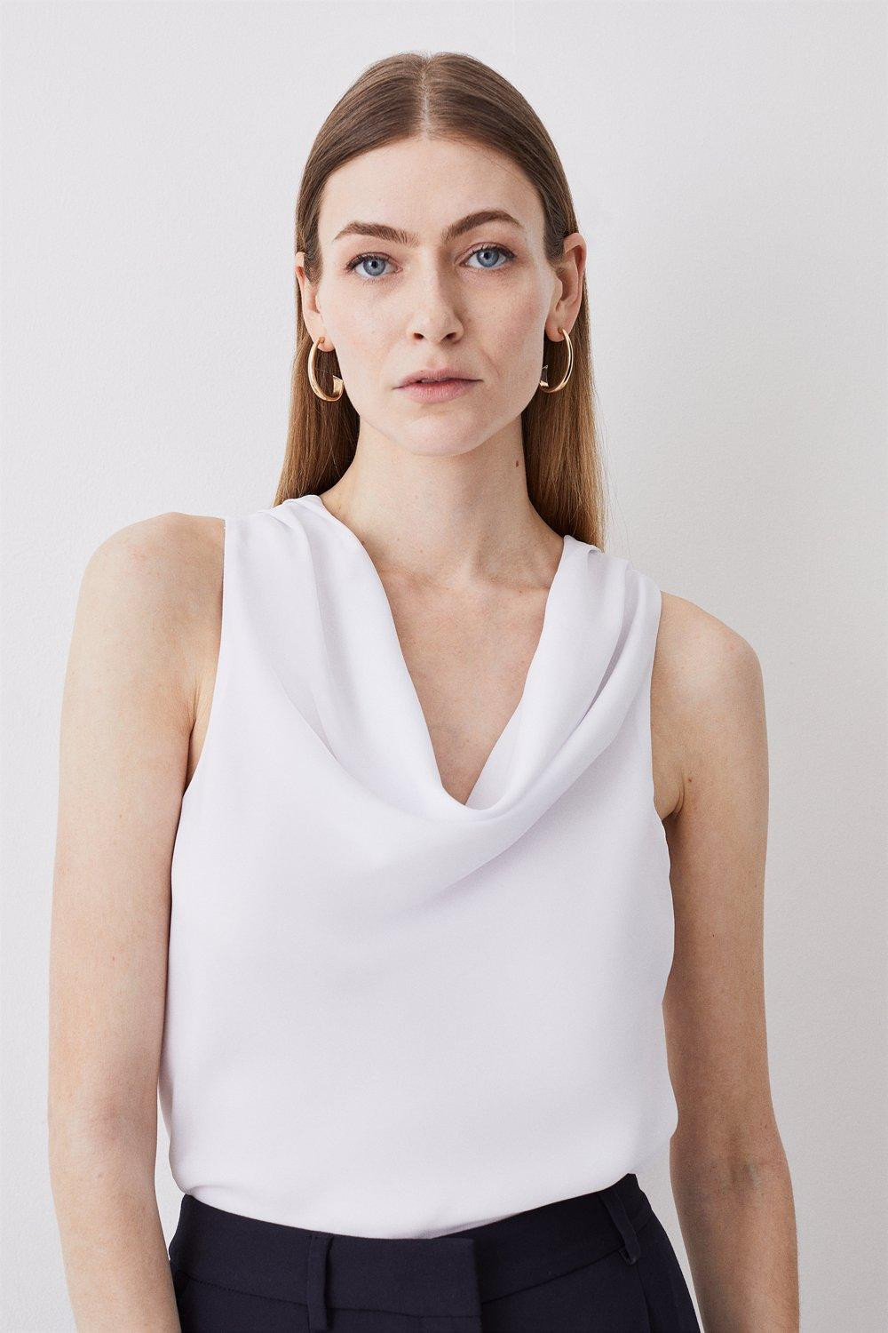 Georgette Cowl Neck Woven Blouse | Karen Millen UK + IE + DE + NL