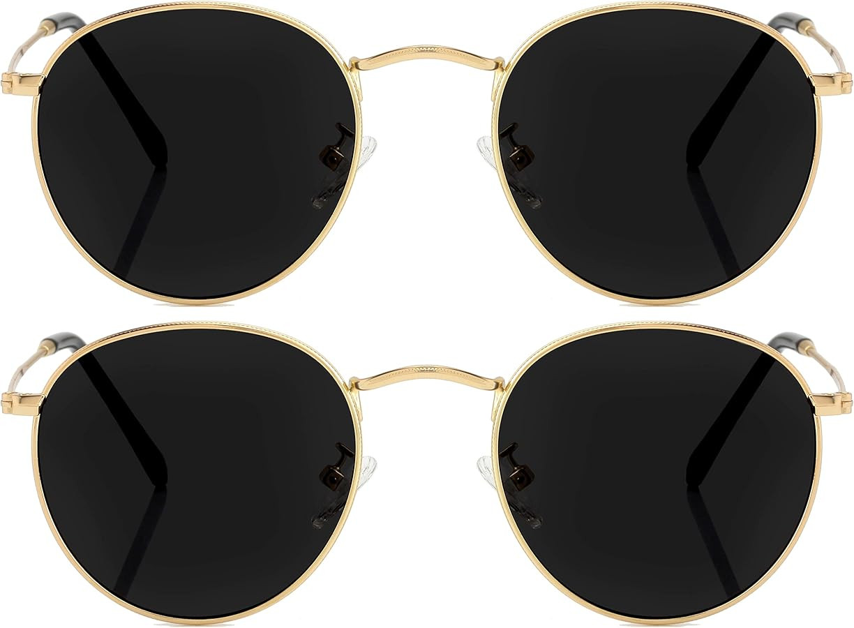 Kursan Small Round Metal Polarized Sunglasses for Men Women Mirrored Lens Classic Circle Sun Glas... | Amazon (US)