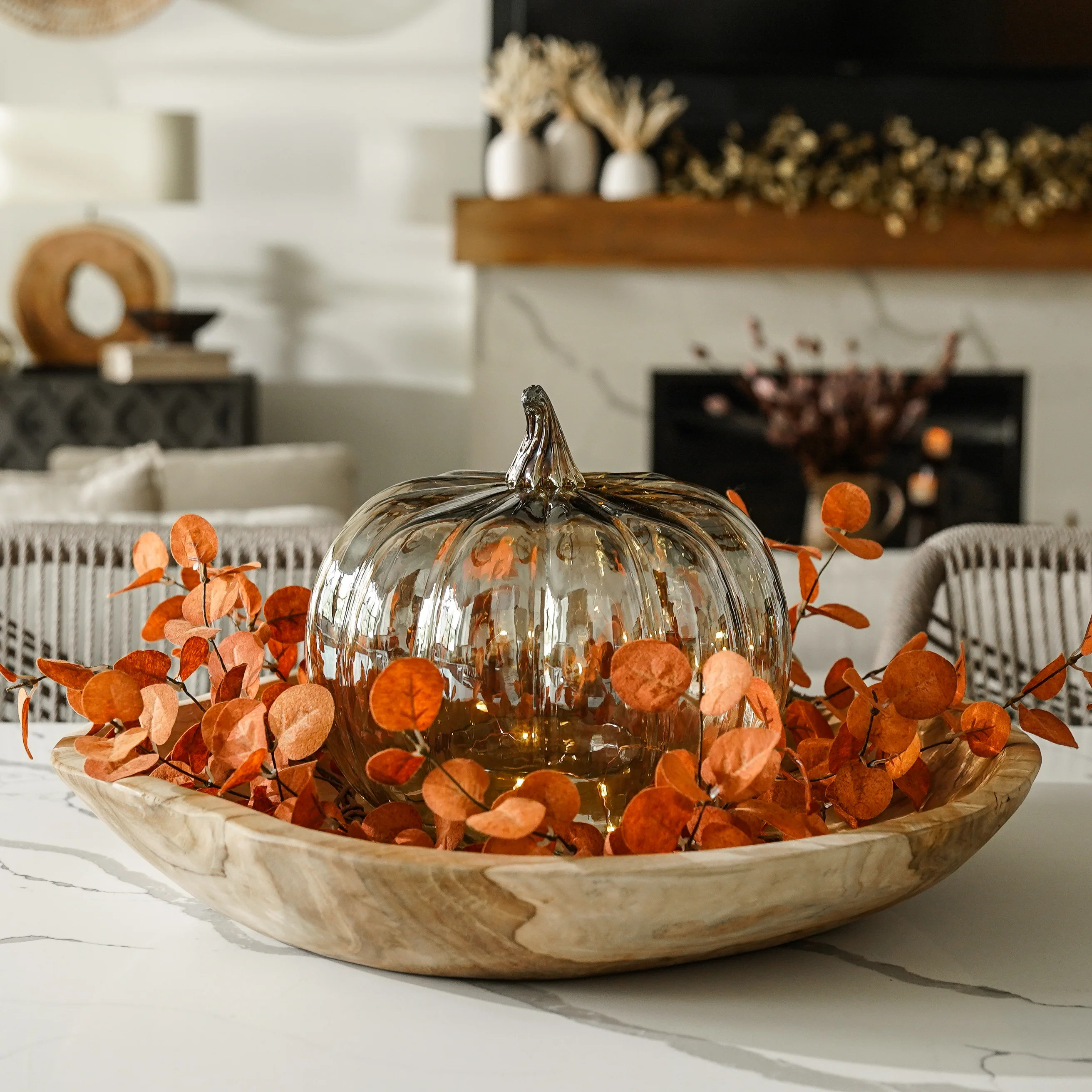 Hand-blown Glass Pumpkin Cloche | MJHome