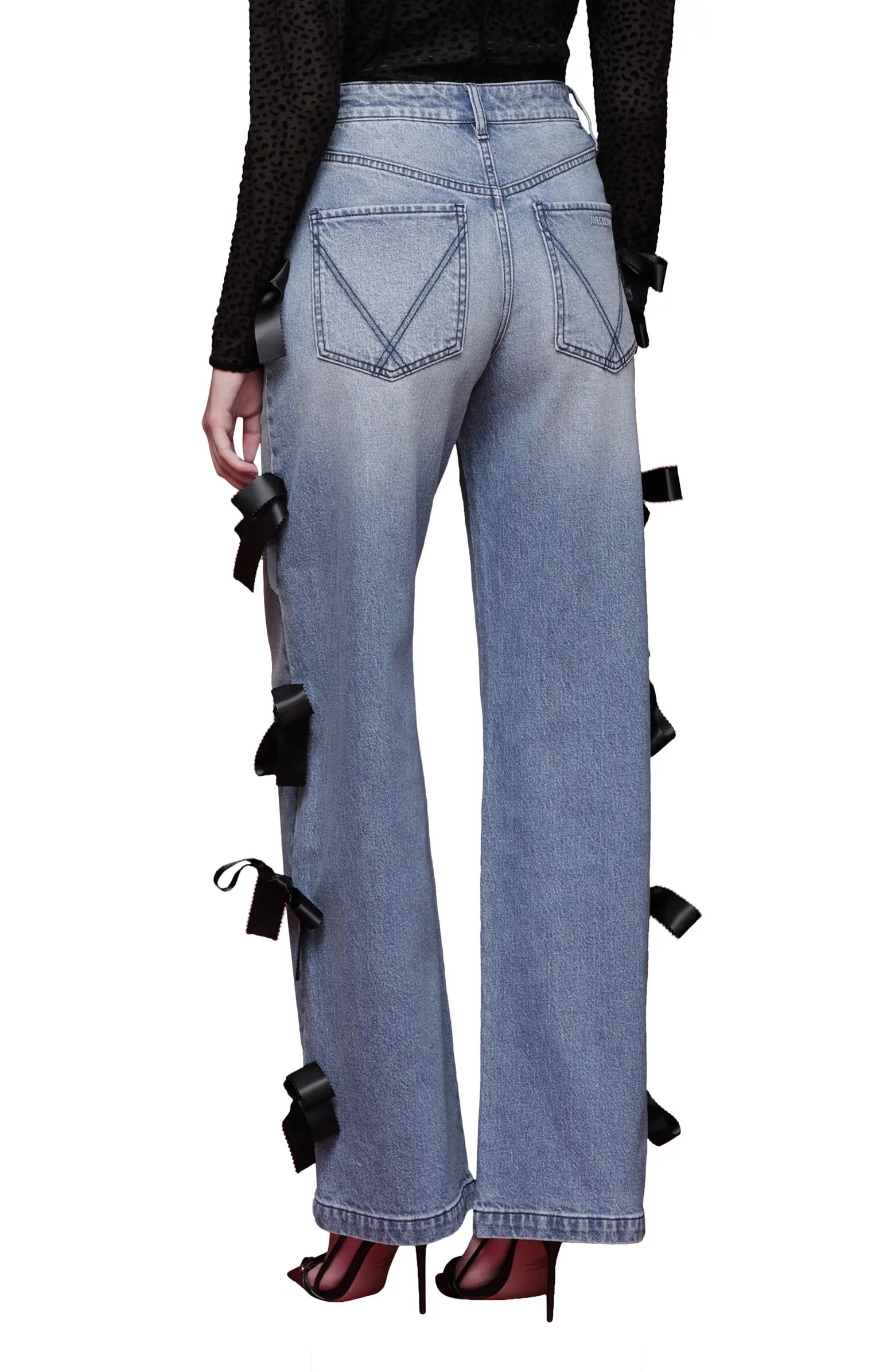 Avec Les Filles Bow Detail High Waist Jeans | Nordstrom | Nordstrom