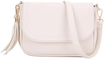 EVVE Small Crossbody Bags for Women Trendy Flap Saddle Purses with Tassel Vegan leather Shoulder ... | Amazon (US)