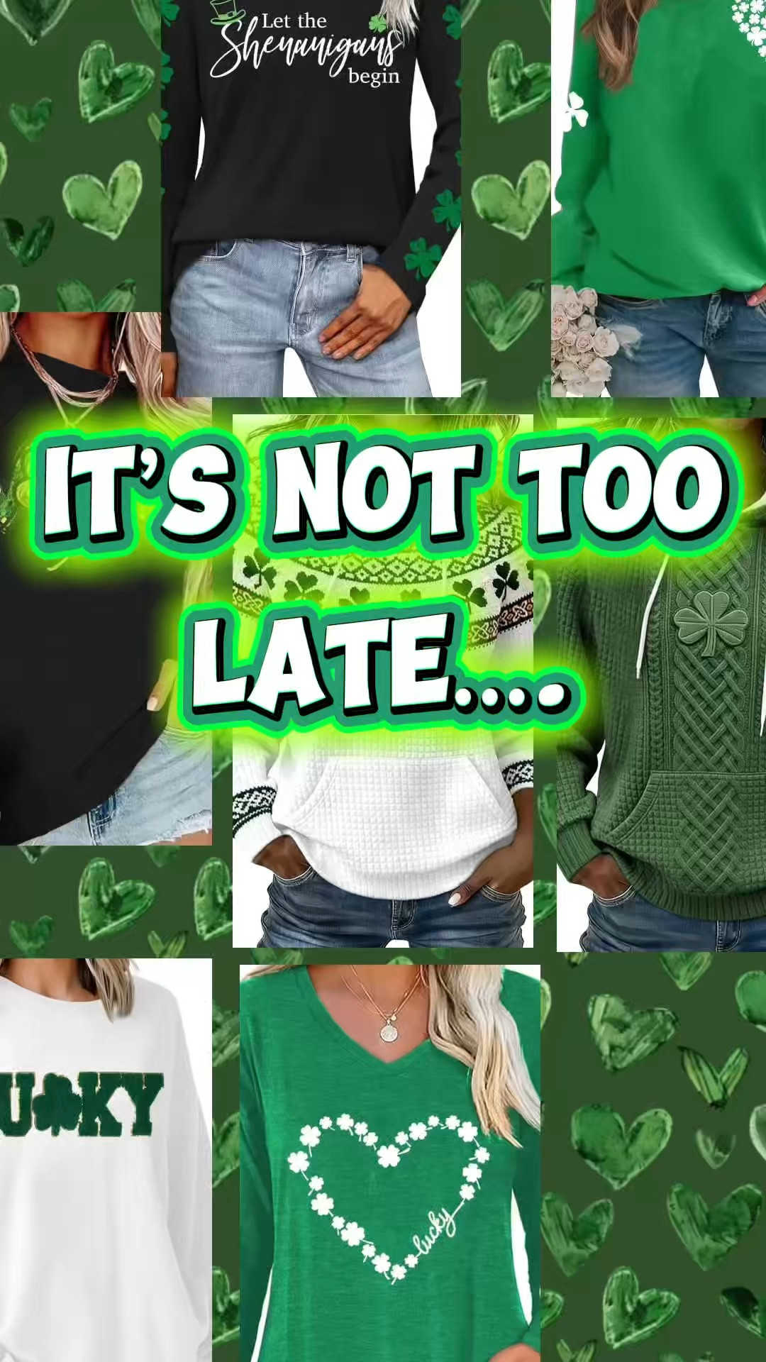 St. Paddy’s Day is almost here and there’s still time to get festive!

From bold shamrocks to cozy graphics and easy pops of green, these pieces make celebrating simple and stylish. 

Perfect with your favorite denim and comfy enough for wherever the day takes you.

Grab yours now and be ready to celebrate in style! 🍀✨

#StPatricksDay
#StPaddysDay
#LuckyStyle
#ShamrockVibes


#LTKSeasonal