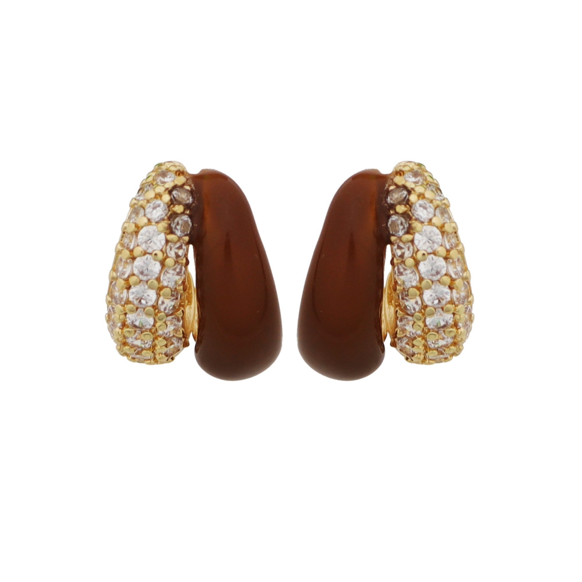 PAVE AND BROWN POST EARRINGS | Panacea