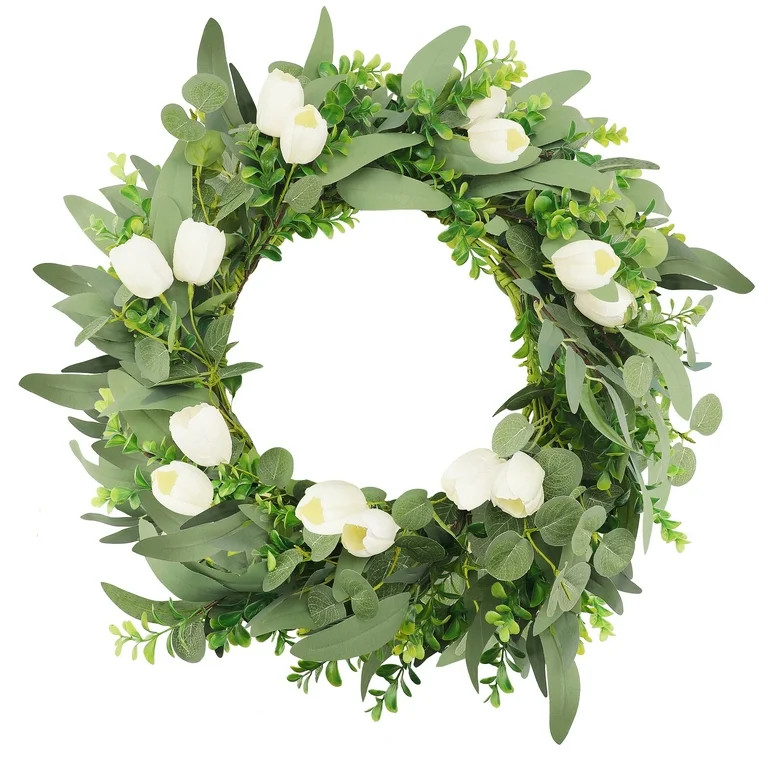 Summer Wreath 24 inch Tulip Wreath with Olive Leaves Eucalyptus Leaves All Season Wreath for Door... | Walmart (US)