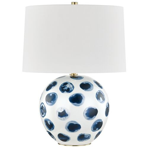 Etta Table Lamp, White Bisque/Blue Dots | One Kings Lane