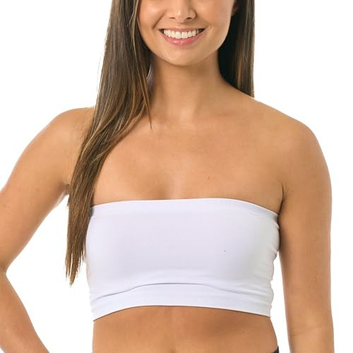 Malibu Sugar Womens White Tube Top Bras - Seamless Strapless Bra Tube Tops Comfortable and Versatile (Fits Sizes XS-M) | Amazon (US)