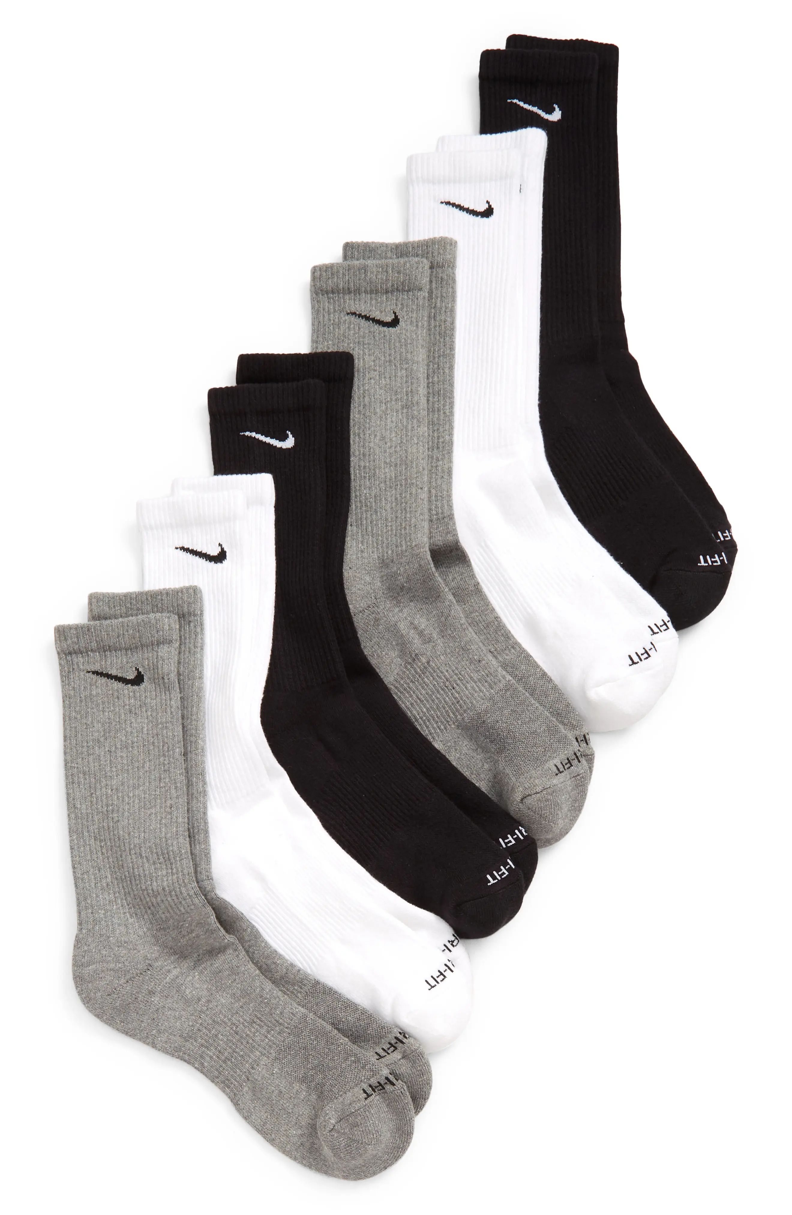 Nike Dry 6-Pack Everyday Plus Cushion Crew Training Socks in Multicolor at Nordstrom, Size Large | Nordstrom