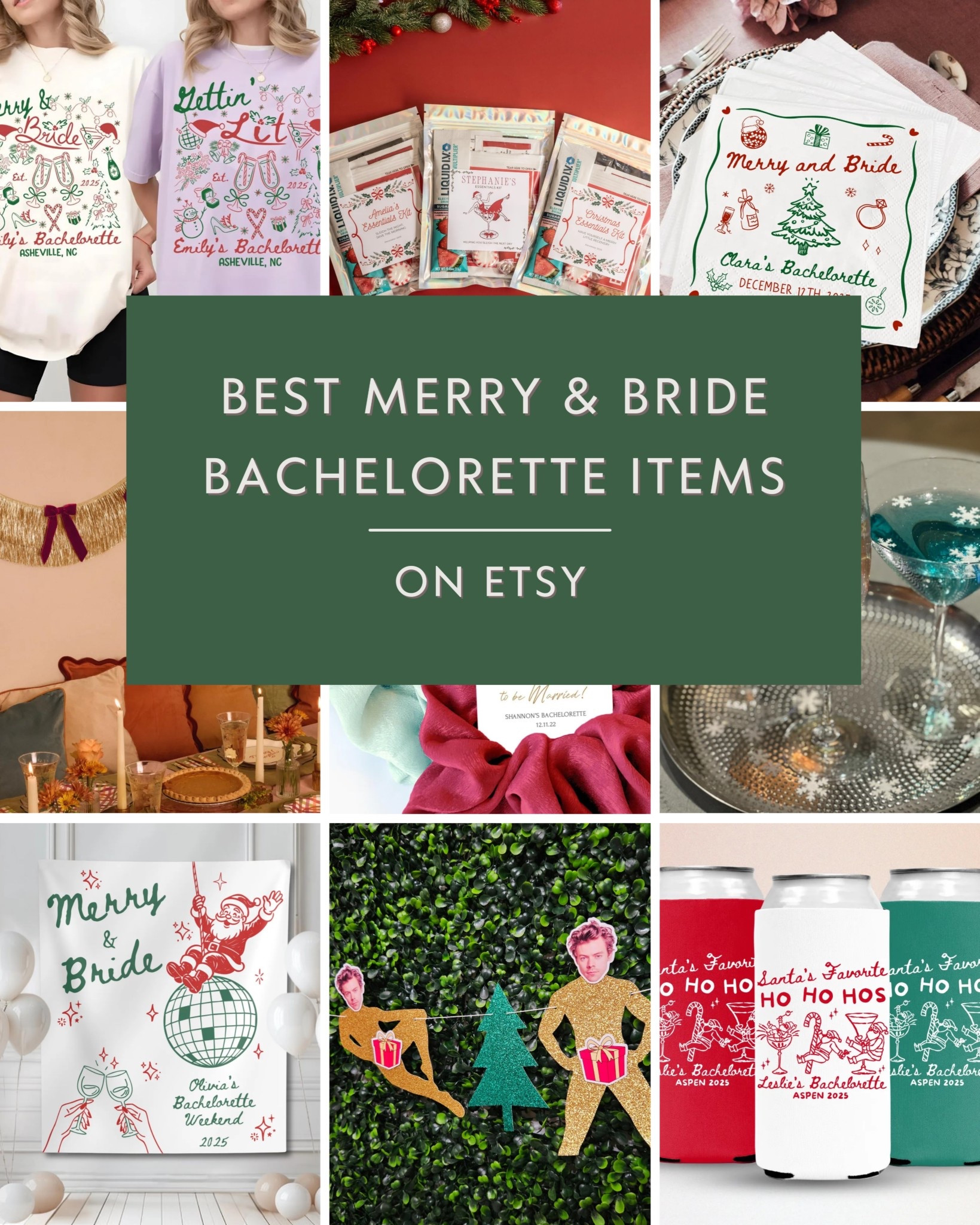✨ Merry & Bride vibes 🎄💍
If you're planning a holiday-themed bachelorette, these Etsy finds are SO good. Linking all my faves for the perfect Merry & Bride weekend! 🎅🏼✨🎁

#EtsyFinds #BacheloretteParty #MerryAndBride #HolidayBride #LTKHoliday #LTKWedding 

#LTKWedding #LTKHoliday