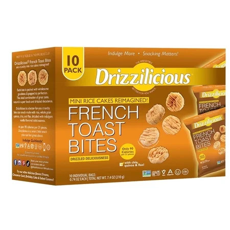 Drizzilicious Mini Rice Cakes, French Toast Flavored Rice Cake Gluten Free Snacks, Rice Crisps 10-Pack | Walmart (US)