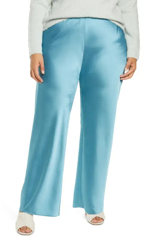 Vince Satin Bias Cut Pants in Deep Lagoon at Nordstrom, Size 1X | Nordstrom