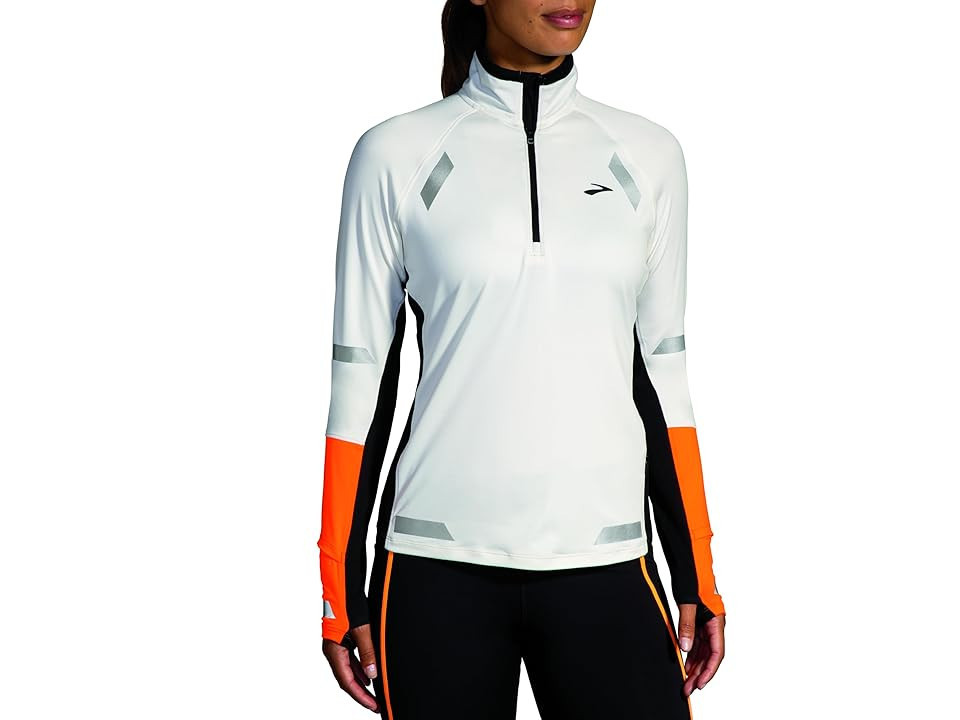 Brooks Run Visible 1/2 Zip 2.0 Women's Jacket Ecru/Fluoro Flash/Black : XS, Polyester/Spandex | Zappos