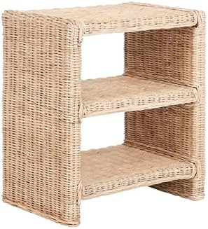 JONATHAN Y NST1000A Praerie 22" Coastal Bohemian Rattan/Wood 3 Tier End Table for Home, Living Ro... | Amazon (US)