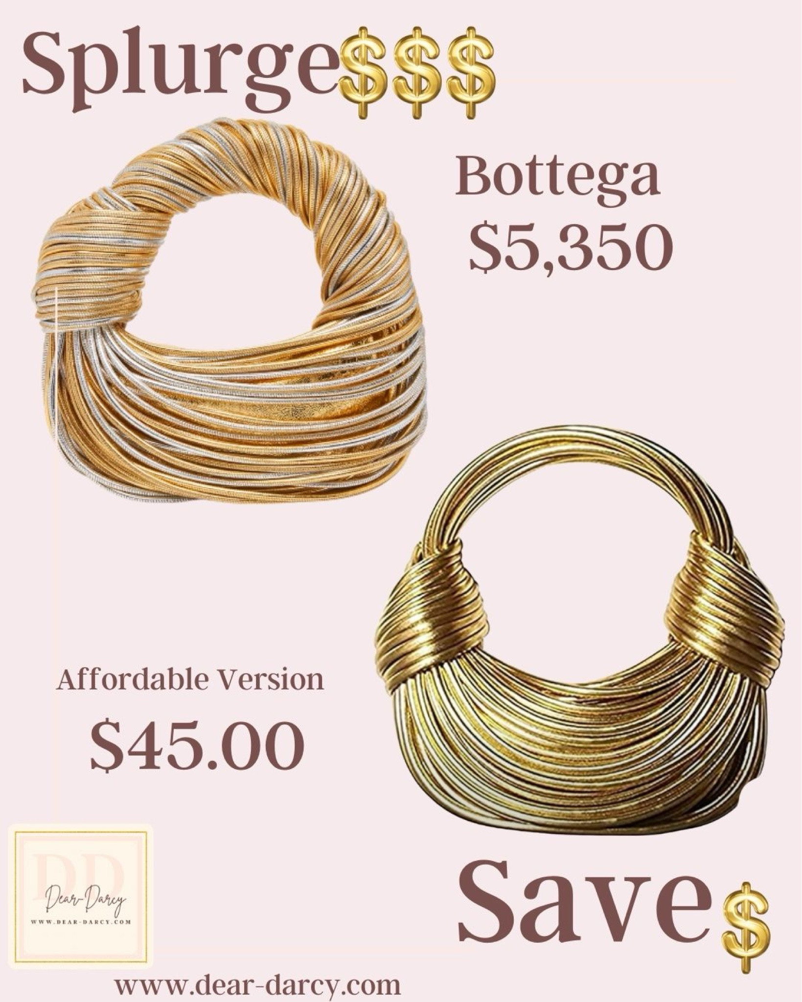 Save or splurge 

Splurge on the Bottega bag 
$5,350
Or save on the $43 inspired bag

No matter your budget both are beautiful and metallic is hot hot hot. 

This cute bag would add a great pop to so many outfits!


#LTKStyleTip #LTKSaleAlert #LTKItBag