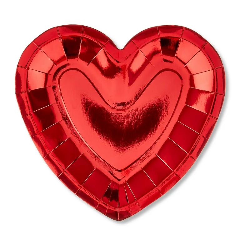 Valentine's Day Red Heart-Shaped Paper Plates, 8 Count, by Way To Celebrate | Walmart (US)