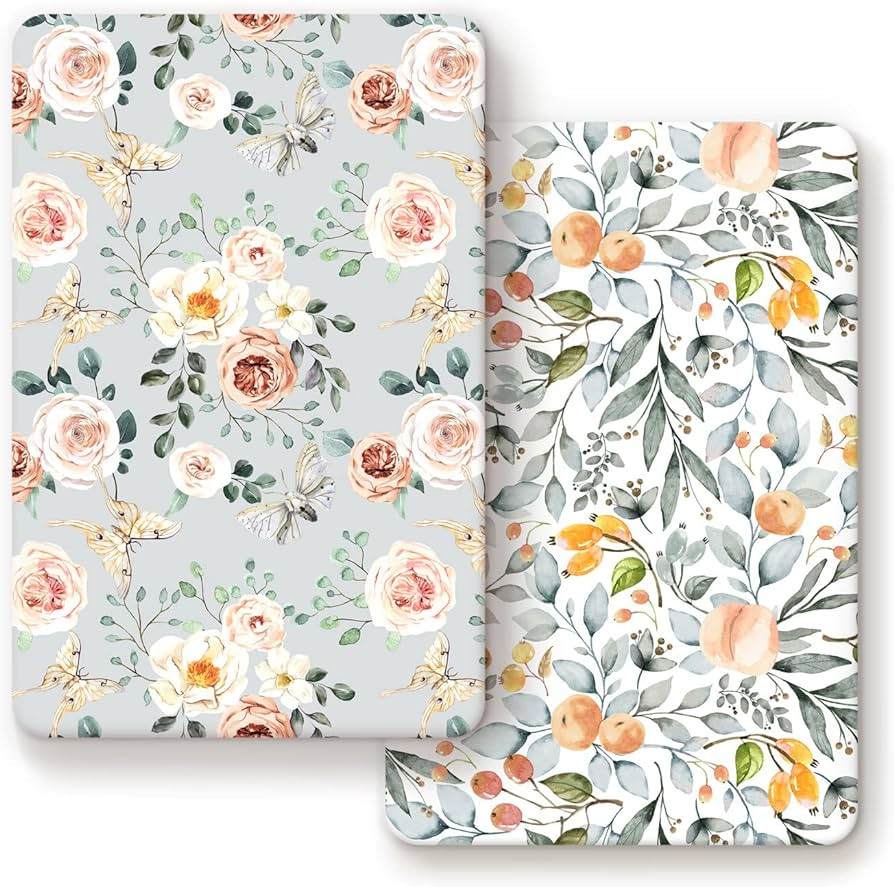 Stretchy Ultra Soft Jersey Knit Fitted Pack n Play Sheets Set 2 Pack, Portable/Mini Crib Sheets f... | Amazon (US)