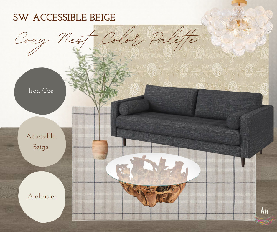 A Cozy Nest Color Palette for SW Accessible Beige. Read all about this shade 👉 https://heatherednest.com/accessible-beige/ 

 #LTKHome