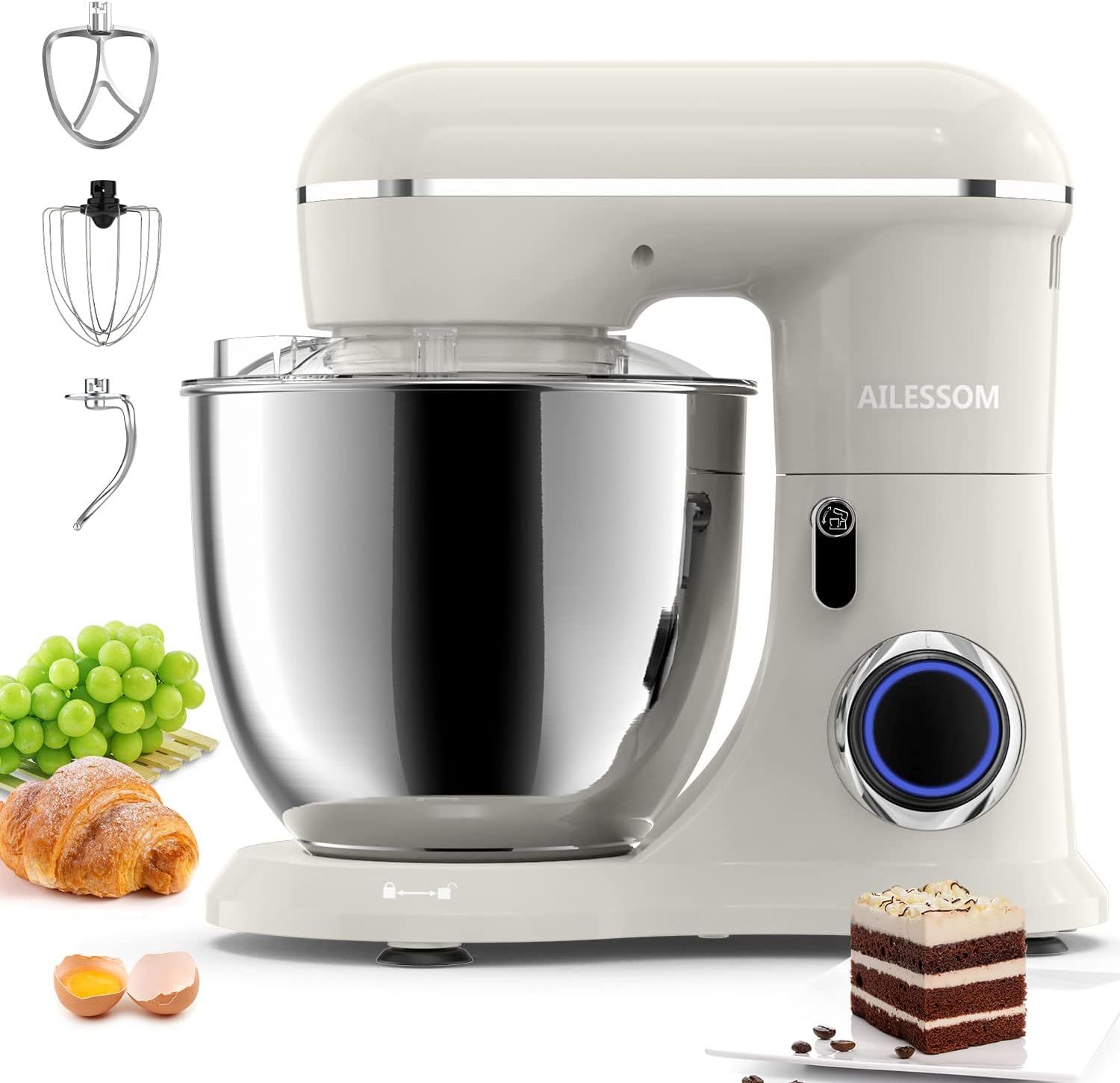 AILESSOM 3-IN-1 Electric Stand Mixer, 660W 10-Speed With Pulse Button, Attachments include 6.5QT ... | Amazon (US)