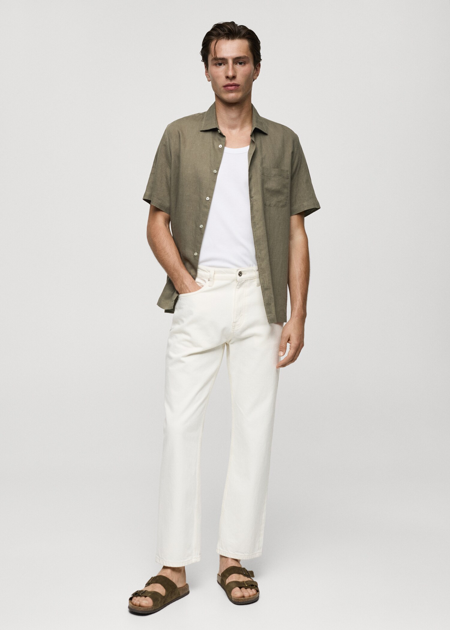 Regular-fit linen shirt with pocket | MANGO (US)