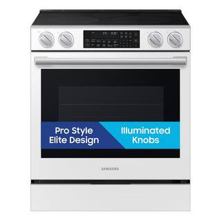 Samsung Bespoke 30 in. Smart 5 burner Slide-In Electric Range in White Glasswith Illuminated Prec... | The Home Depot
