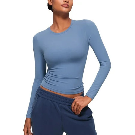 CRZ YOGA Softembrace Long Sleeve Shirts for Women Soft Basic Tight Tops Fitted Casual Going Out T-shirts | Walmart (US)