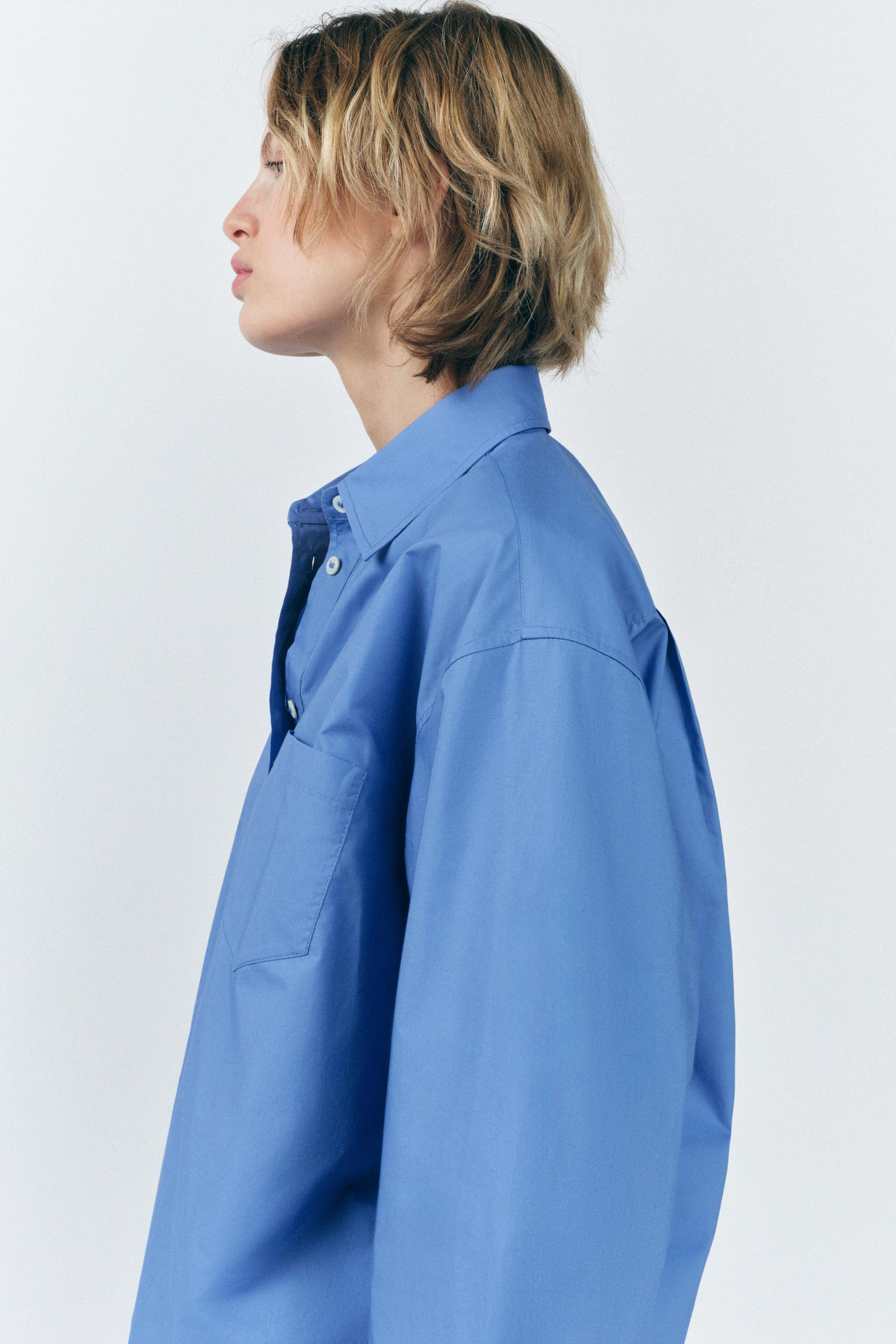 ZARA WOMAN COLLECTIONLoose-fitting shirt made of cotton yarn. Lapel collar and long sleeves with ... | Zara US