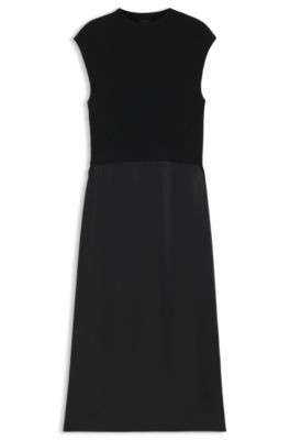BOSS Knitted dress with satin skirt - Black Women's Knitted Dresses size S | Hugo Boss (US)