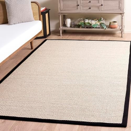 SAFAVIEH Area Rug 6x9 - Natural Fiber Collection - Marble & Black, Sisal, Woven Design with Borde... | Amazon (US)