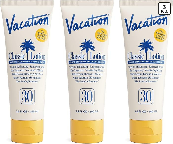 Vacation Classic Sunscreen Lotion SPF 30, Water-Resistant, Lightweight, Transparent on All Skin T... | Amazon (US)
