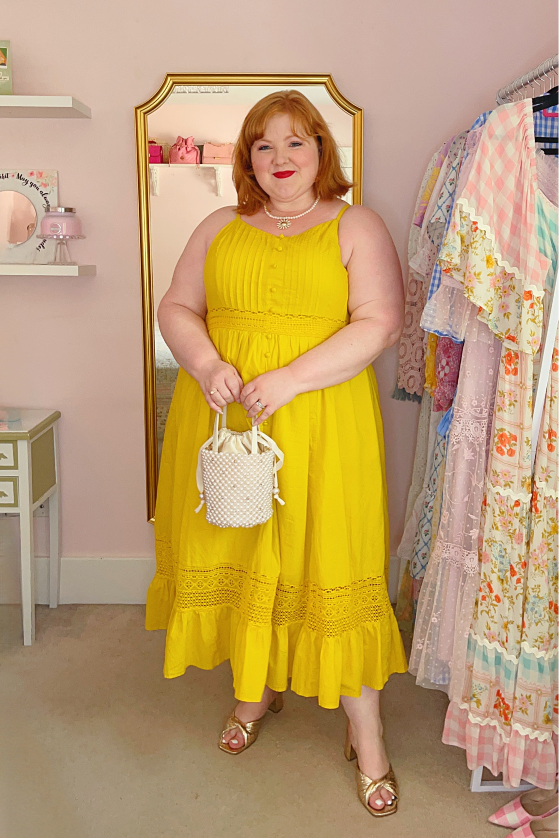 Torrid Yellow Dress size 1X
Kendra Scott Daisy Jewelry
Kate Spade Pearl Bag
Katy Perry Gold Sandals 💛



#LTKcurves #LTKitbag #LTKshoecrush