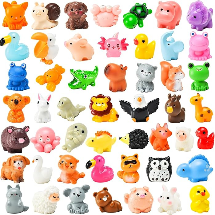 50 Pcs Mini Resin Animal Tiny Resin Animals Figurines Bulk Miniature Little to Hide Small Animal ... | Amazon (US)