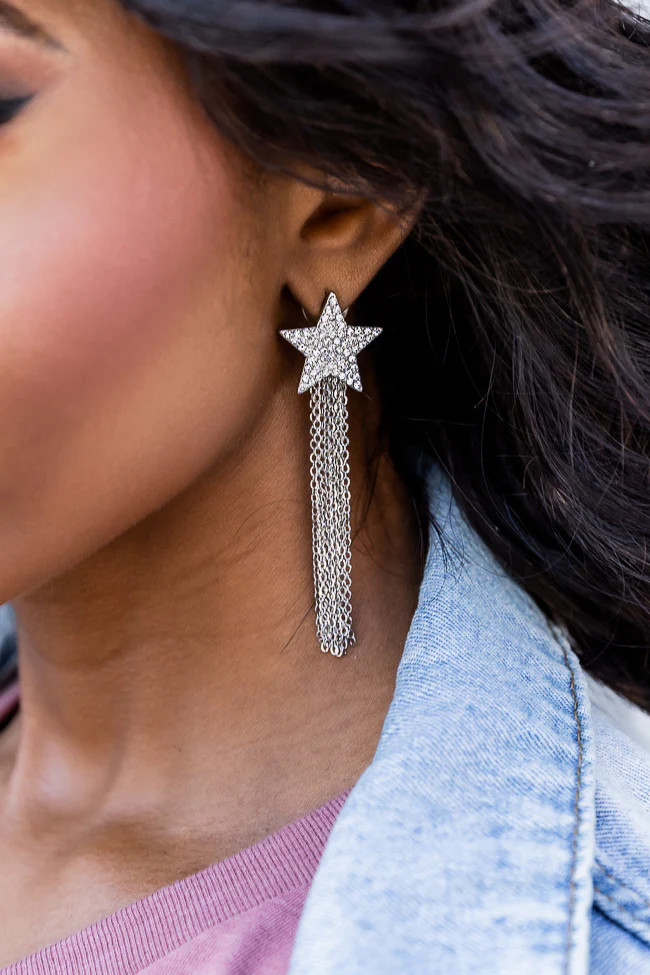 Better Things To Do Silver Star Drop Earrings | Pink Lily