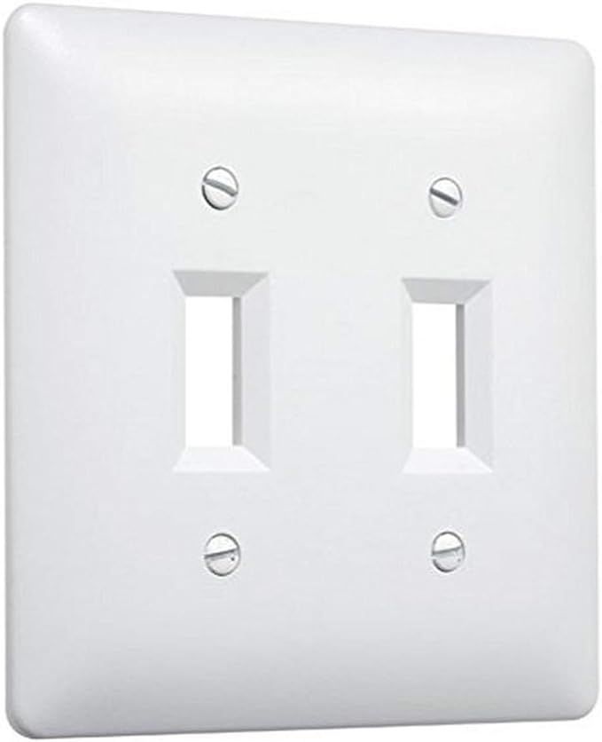 TayMac 4400W Paintable Double Toggle Light Switch Wall Plate Cover, White, 2-Gang | Amazon (US)