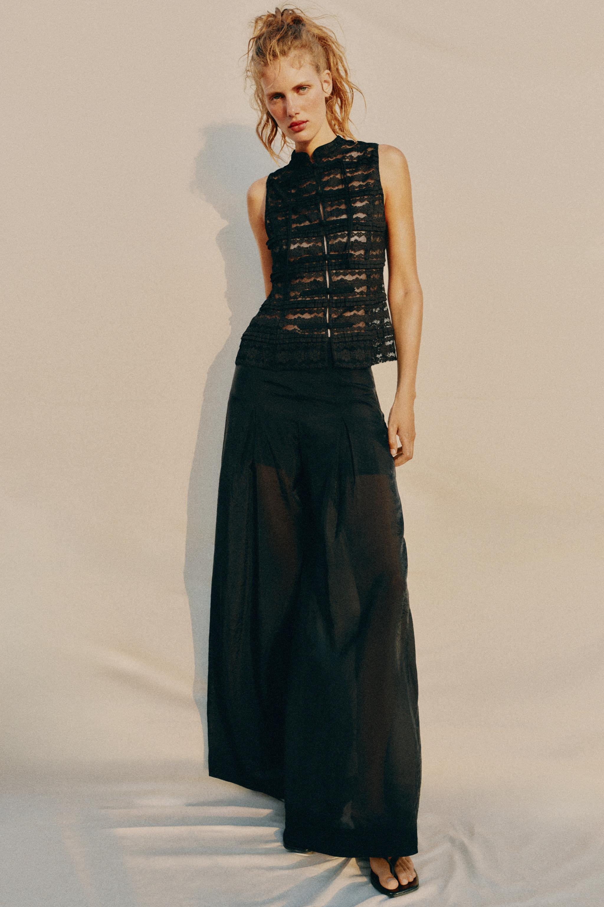 LACE TOP WITH FROG FASTENING | Zara UK