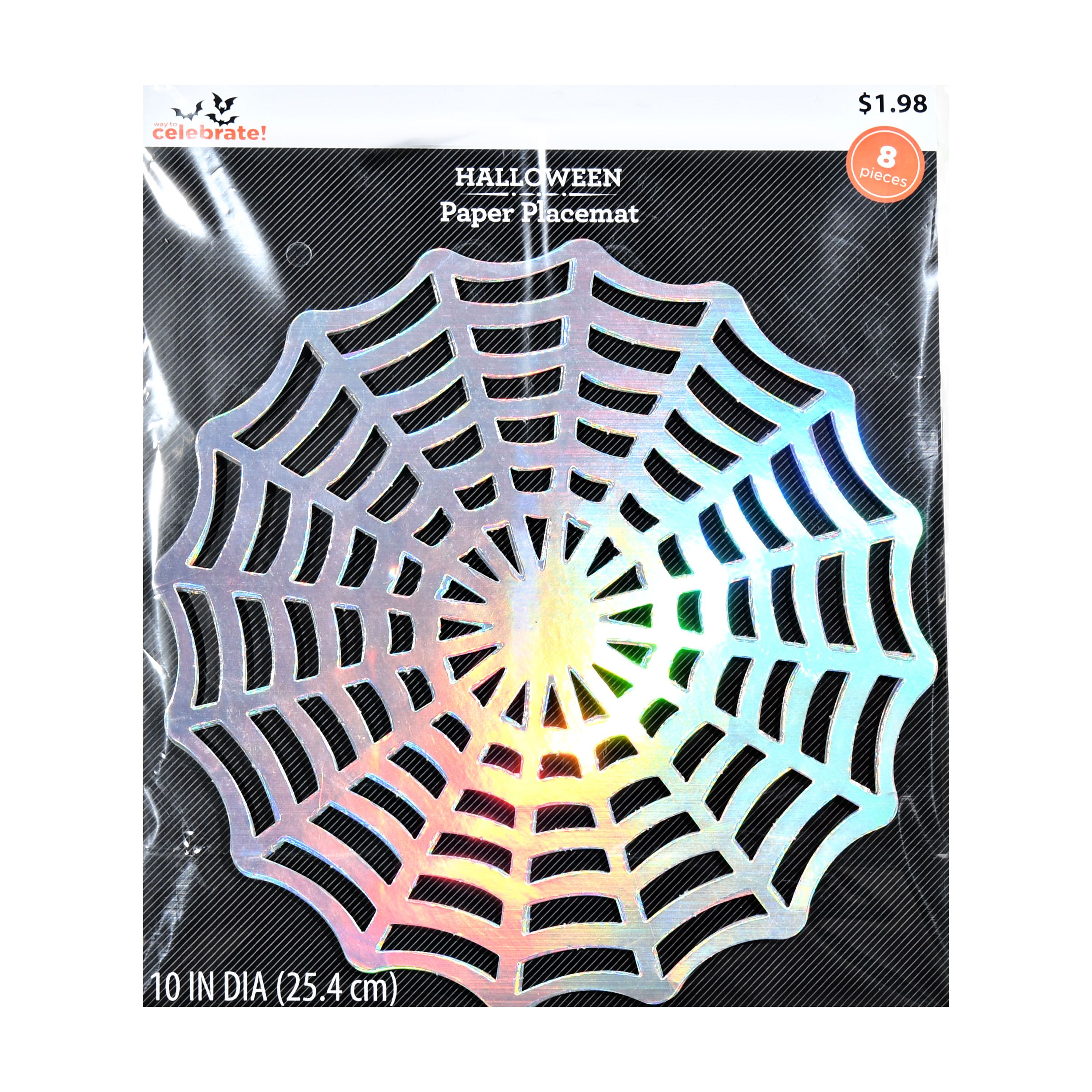 Way To Celebrate Halloween Disposable Iridescent Paper Spider Web Placemat, 8ct, 10 X 10 inch | Walmart (US)