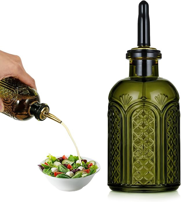1 Pack Oil Dispenser 7oz, Vintage Glass Green Metal Spout | Amazon (US)