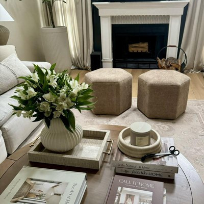 Hex Upholstered Ottoman Tan - Threshold™ designed with Studio McGee | Target