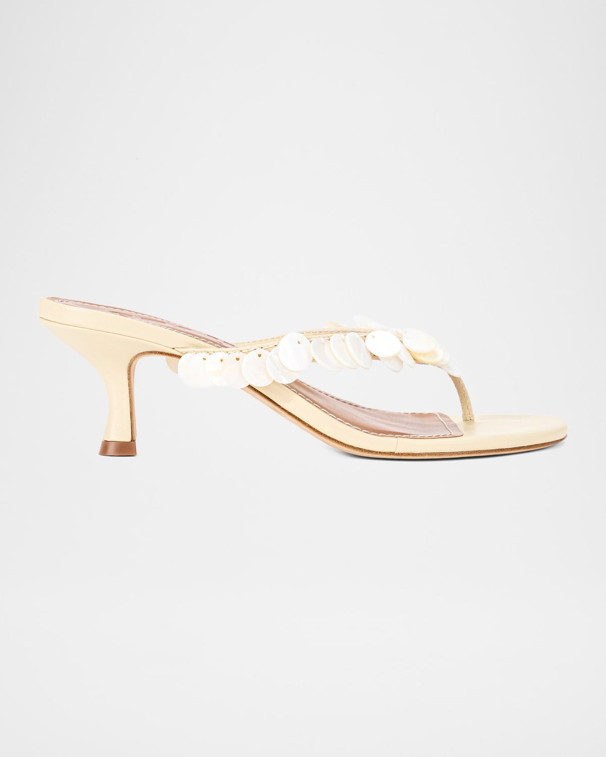 55mm Freja Shell Leather Thong Sandals | Neiman Marcus