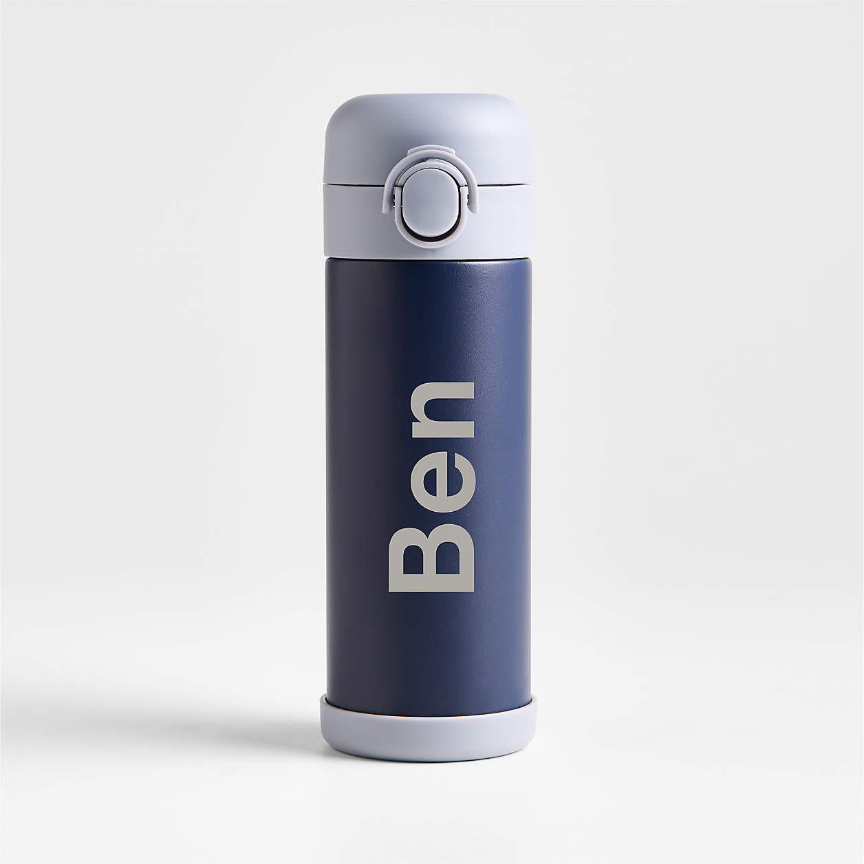 Blue Colorblock Insulated Stainless Steel Kids Water Bottle with Straw + Reviews | Crate & Kids | Crate & Barrel