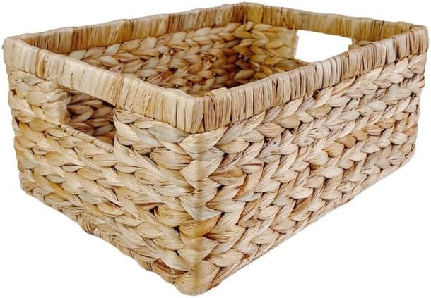 Large Handwoven Water Hyacinth Storage Wicker Basket with 2 Handles - Brown | Amazon (US)