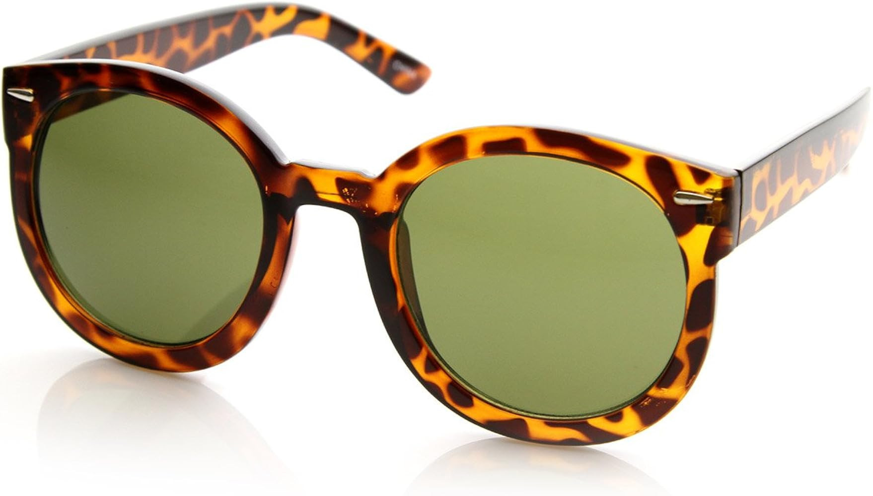 Round Retro Oversized Sunglasses for Women with Colored Mirror and Neutral Lens 53mm | Amazon (US)