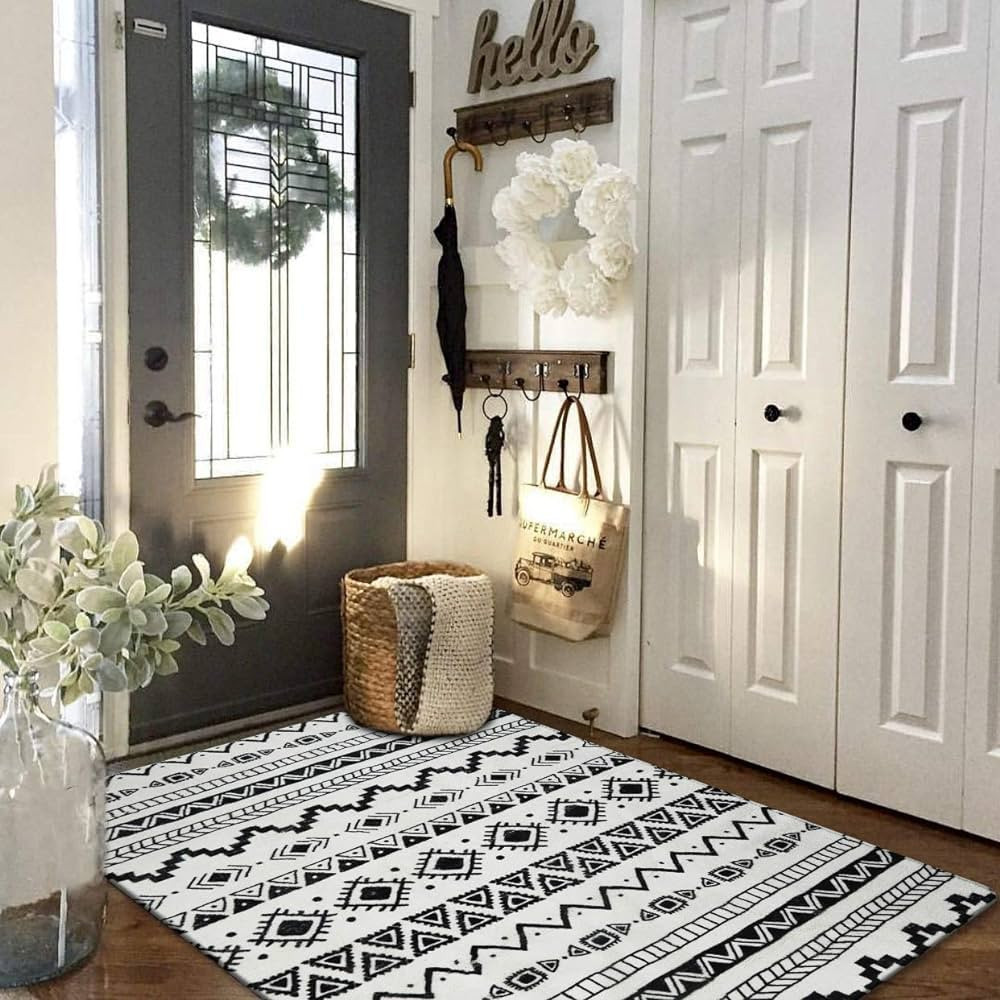 Lahome Boho Geometric Washable Area Rug - 3x5 Bedroom Entryway Small Throw Non-Slip Accent Distre... | Amazon (US)
