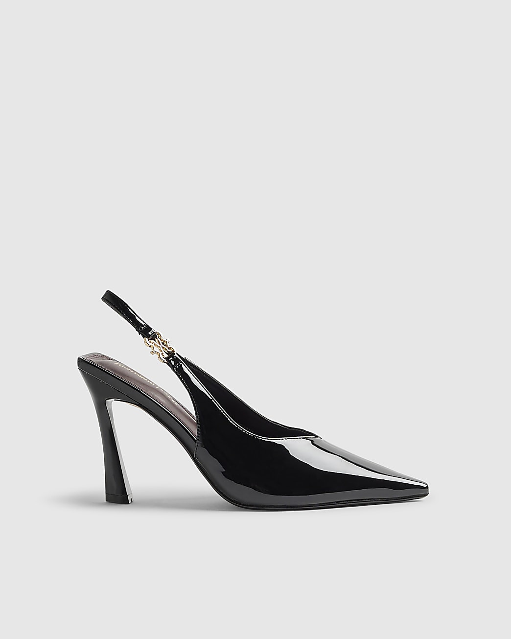 Black Slingback Logo Court Heels | River Island UK & IE