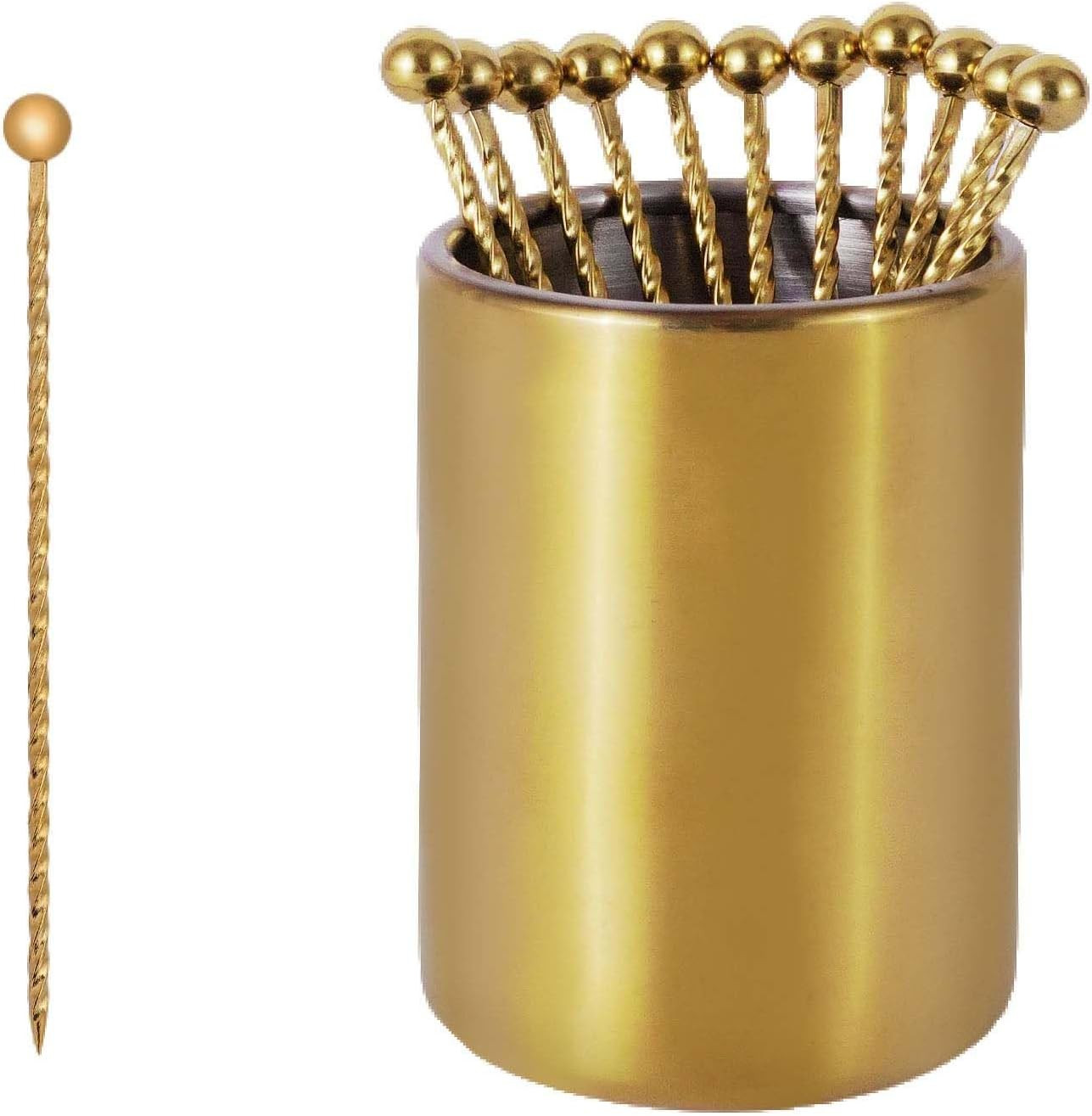 Cocktail Picks Set with Holder, 304 Stainless Steel Martini Skewers | Amazon (US)