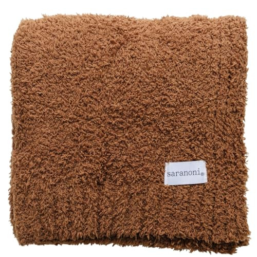 SARANONI Bamboni Luxury Throw Blanket | Oversized Super Soft Plush Home Decorative Comfy Blankets for Couch or Bed | Caramel - X-Large 60” x 80” | Amazon (US)