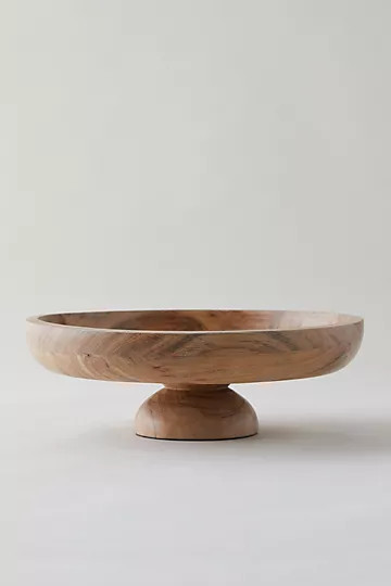 Acacia Wood Footed Serving Bowl | Anthropologie (US)