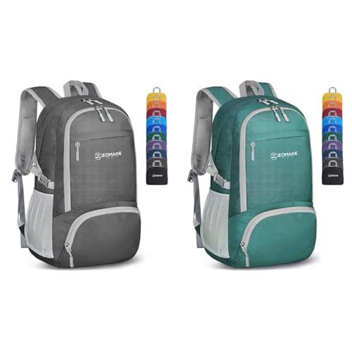 ZOMAKE 30L Lightweight Packable Backpacks Foldable Hiking Daypack for Travel Water Resistant Compact Folding Backpack Set of 2 | Amazon (US)
